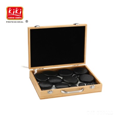 KIKI NEWGAIN Black Spa Energy Spa Equipment Health Care Products Hot Stone Massage Set bamboo case